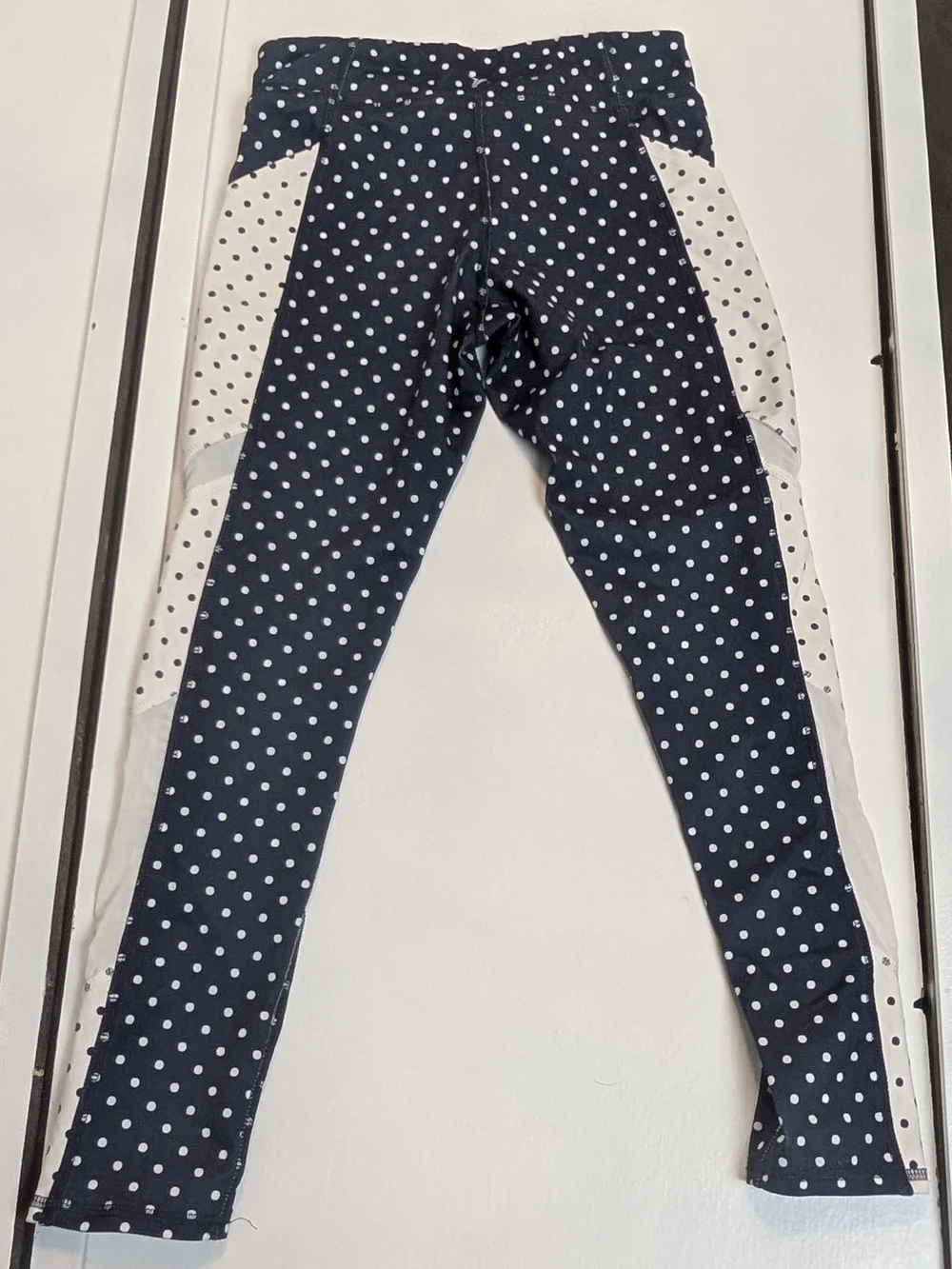 Old Navy Navy and White Polka Dot Leggings with Side Panels